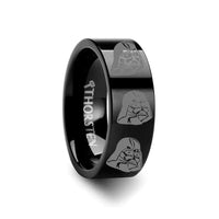 Darth Vader Star Wars Black Tungsten Engraved Ring - 2mm - 12mm - Larson Jewelers
