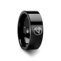 Fantastic Four Symbol Super Hero Black Tungsten Engraved Ring Jewelry - 2mm - 12mm - Larson Jewelers