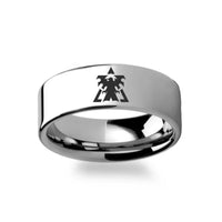 Starcraft 2 Wings of Liberty Terran Symbol Polished Tungsten Engraved Ring Jewelry - 2mm - 12mm - Larson Jewelers