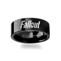 Fallout 4 Post Apocalyptic Nuclear Role Playing Game Symbol Polished Black Tungsten Engraved Ring Jewelry - 2mm - 12mm - Larson Jewelers