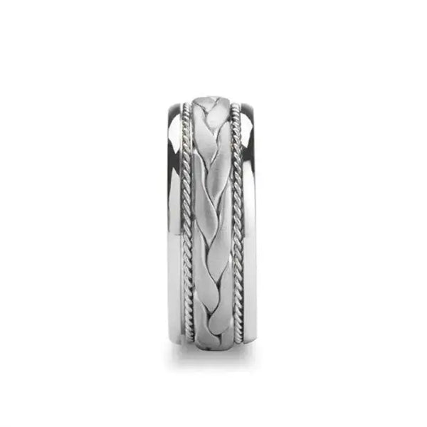 GENESIS Novell Braided Pattern Center Silver Wedding Band - 8mm - Larson Jewelers