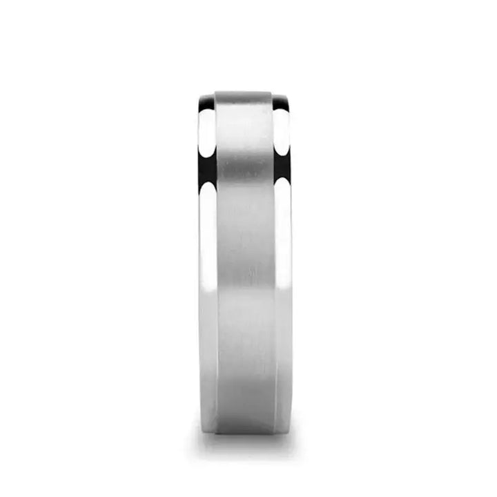 PHILON Raised Satin Center Silver Wedding Ring by Novell - 4mm - 10mm - Larson Jewelers