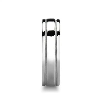 PERICLES Novell Dual Offset Milgrains Silver Wedding Ring - 4mm - 10mm - Larson Jewelers