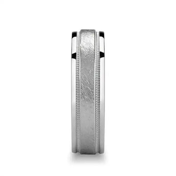 CYRIL Novell Raised Coarse Finished Silver Wedding Ring with Milgrains - 4mm - 10mm - Larson Jewelers