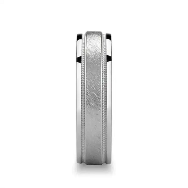 CYRIL Novell Raised Coarse Finished Silver Wedding Ring with Milgrains - 4mm - 10mm - Larson Jewelers