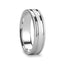 CYRUS Novell Horizontal Brush Finished Silver Wedding Ring with Polished Grooves - 4mm - 10mm - Larson Jewelers