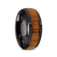 LINDEN Black Ceramic Polished Finish Men’s Domed Wedding Band with Koa Wood Inlay - 8mm - Larson Jewelers