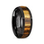 ZERRA Black Ceramic Polished Finish Men’s Domed Wedding Ring with Zebra Wood Inlay - 8mm - Larson Jewelers