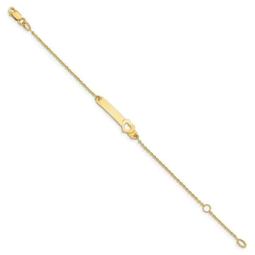 14K Children's Polished Heart w/1in ext. ID Bracelet - Larson Jewelers
