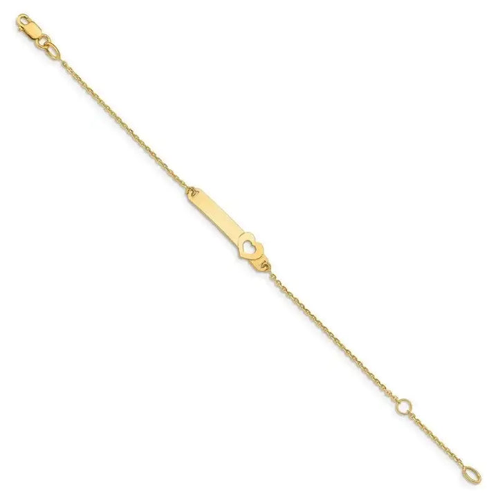 14K Children's Polished Heart w/1in ext. ID Bracelet - Larson Jewelers
