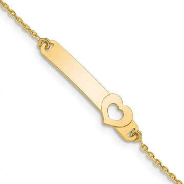 14K Children's Polished Heart w/1in ext. ID Bracelet - Larson Jewelers