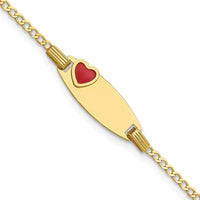 14k Polished Kids ID with Red Enameled Heart 5.5in Bracelet - Larson Jewelers