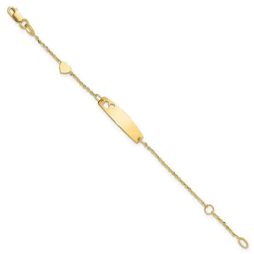 14K Polished Heart Children's ID Bracelet - Larson Jewelers