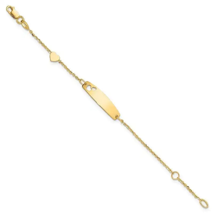 14K Polished Heart Children's ID Bracelet - Larson Jewelers