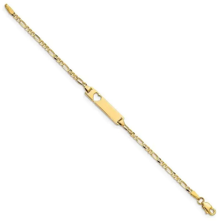 14k Cut-out Heart Figaro Link ID Bracelet - Larson Jewelers