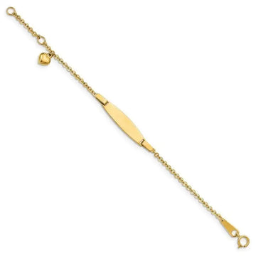 14k Polished w/ Dangling Heart w/.5in ext. Baby ID Bracelet - Larson Jewelers