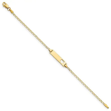14k Cut-out Heart Flat Curb Link ID Bracelet - Larson Jewelers