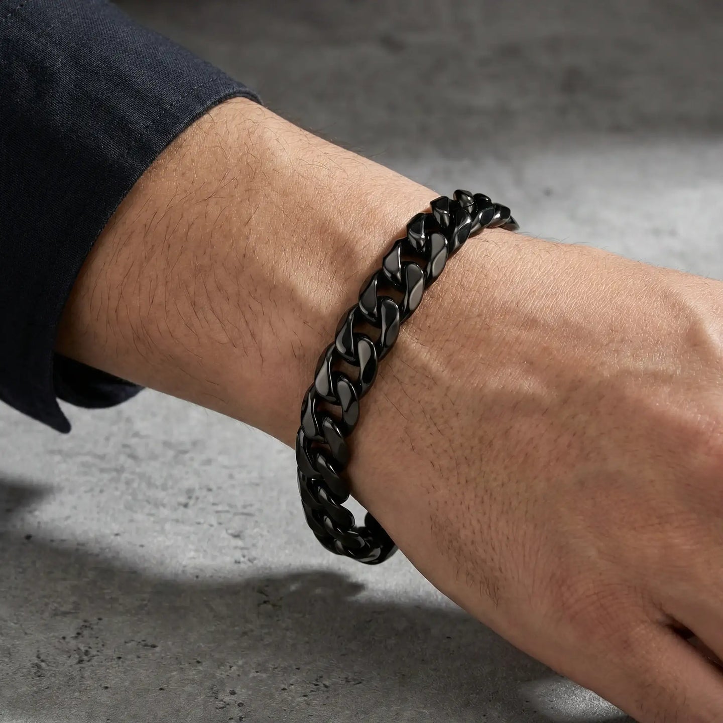 Black Stainless Steel 14mm Cuban Link Bracelet – 9 Inch - Larson Jewelers
