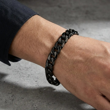 Black Stainless Steel 14mm Cuban Link Bracelet – 9 Inch - Larson Jewelers