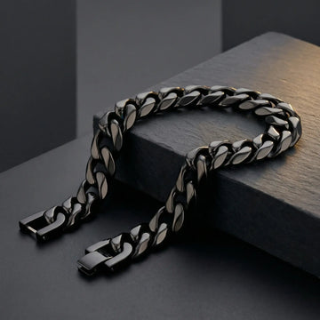 Black Stainless Steel 14mm Cuban Link Bracelet – 9 Inch - Larson Jewelers