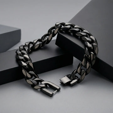 Black Stainless Steel 14mm Cuban Link Bracelet – 9 Inch - Larson Jewelers