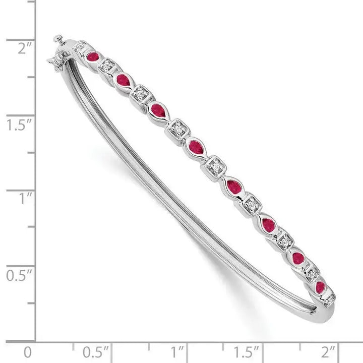14k White Gold Ruby and Diamond Bangle - Larson Jewelers