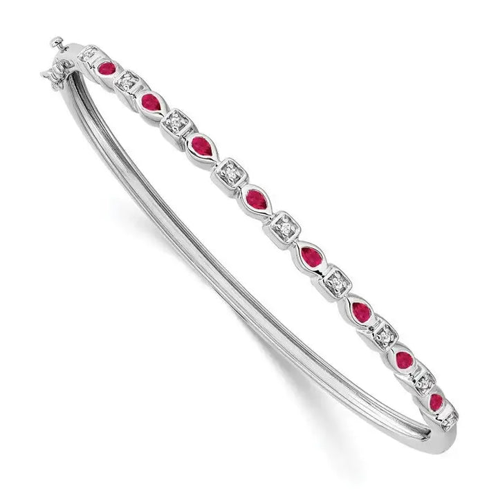 14k White Gold Ruby and Diamond Bangle - Larson Jewelers