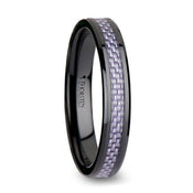 LILAC Beveled Black Ceramic Ring with Purple Carbon Fiber Inlay - 4mm & 6mm - Larson Jewelers
