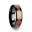 ACACIA Koa Wood Inlaid Black Ceramic Ring with Bevels - 4mm - 12mm - Larson Jewelers