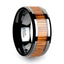 SAGON Black Ceramic Ring with Polished Bevels and Teak Wood Inlay - 6mm - 10mm - Larson Jewelers