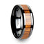 SAGON Black Ceramic Ring with Polished Bevels and Teak Wood Inlay - 6mm - 10mm - Larson Jewelers