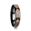 ZEBRANO Black Ceramic Ring with Beveled Edges and Real Zebra Wood Inlay - 4mm - 10mm - Larson Jewelers