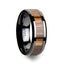 ZEBRANO Black Ceramic Ring with Beveled Edges and Real Zebra Wood Inlay - 4mm - 10mm - Larson Jewelers