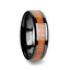 BENIN Black Ceramic Wedding Band with Polished Bevels and African Sapele Wood Inlay - 6mm - 10mm - Larson Jewelers
