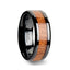 BENIN Black Ceramic Wedding Band with Polished Bevels and African Sapele Wood Inlay - 6mm - 10mm - Larson Jewelers