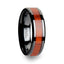 BOSULU Black Ceramic Ring with Polished Bevels and Padauk Real Wood Inlay - 6mm - 10mm - Larson Jewelers