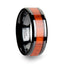 BOSULU Black Ceramic Ring with Polished Bevels and Padauk Real Wood Inlay - 6mm - 10mm - Larson Jewelers