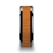 IOWA Black Ceramic Wedding Ring with Polished Bevels and Black Cherry Wood Inlay - 6mm - 10mm - Larson Jewelers