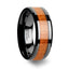 IOWA Black Ceramic Wedding Ring with Polished Bevels and Black Cherry Wood Inlay - 6mm - 10mm - Larson Jewelers