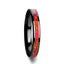 NOVA Black Ceramic Wedding Band with Beveled Edges and Red Opal Inlay - 4mm - Larson Jewelers