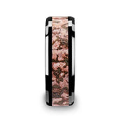 CAMBRIAN Pink Dinosaur Bone Inlaid Black Ceramic Beveled Edged Ring - 4mm & 8mm - Larson Jewelers