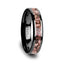 CAMBRIAN Pink Dinosaur Bone Inlaid Black Ceramic Beveled Edged Ring - 4mm & 8mm - Larson Jewelers
