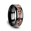 CAMBRIAN Pink Dinosaur Bone Inlaid Black Ceramic Beveled Edged Ring - 4mm & 8mm - Larson Jewelers