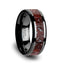 TRIASSIC Red Dinosaur Bone Inlaid Black Ceramic Beveled Edged Ring - 4mm - Larson Jewelers
