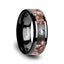 Pink Dinosaur Bone Inlaid Black Ceramic Diamond Wedding Band with Beveled Edges - 8mm - Larson Jewelers