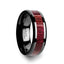 MORADO Purple Heart Wood Inlaid Black Ceramic Ring with Beveled Edges - 8mm - Larson Jewelers