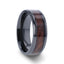 CERISE Redwood Inlaid Black Ceramic Ring with Beveled Edges - 8mm - Larson Jewelers