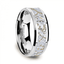 MESOZOIC Men’s Tungsten Flat Beveled Wedding Ring with White Dinosaur Bone Inlay - 4mm or 8mm - Larson Jewelers