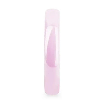Front profile view of the glossy pink ceramic domed ring highlighting the slim 4mm band.