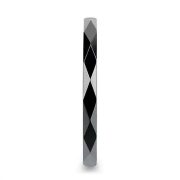 DAVINA Polished Diamond Faceted Black Ceramic Ring for Women - 2 mm - Larson Jewelers